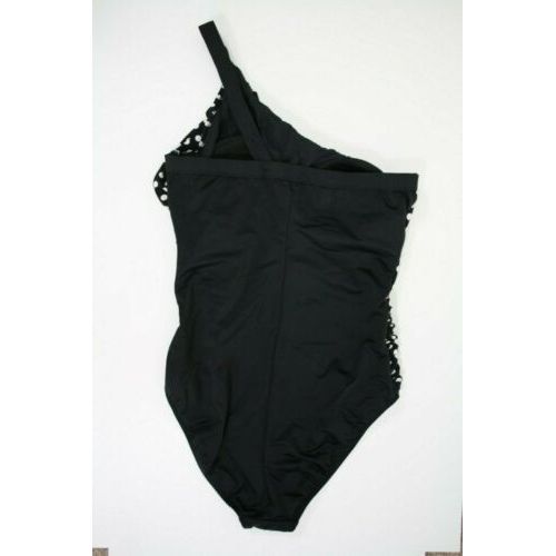 Magicsuit Spotify Diana One Shoulder One Piece Black White Polka Dot Drape - Hatolna Shop