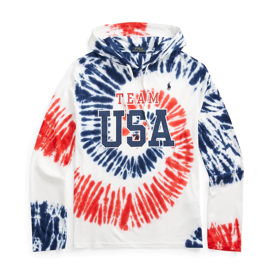 Polo Ralph Red Team USA Summer Olympics Tie-Dye Hoodie - Hatolna Shop