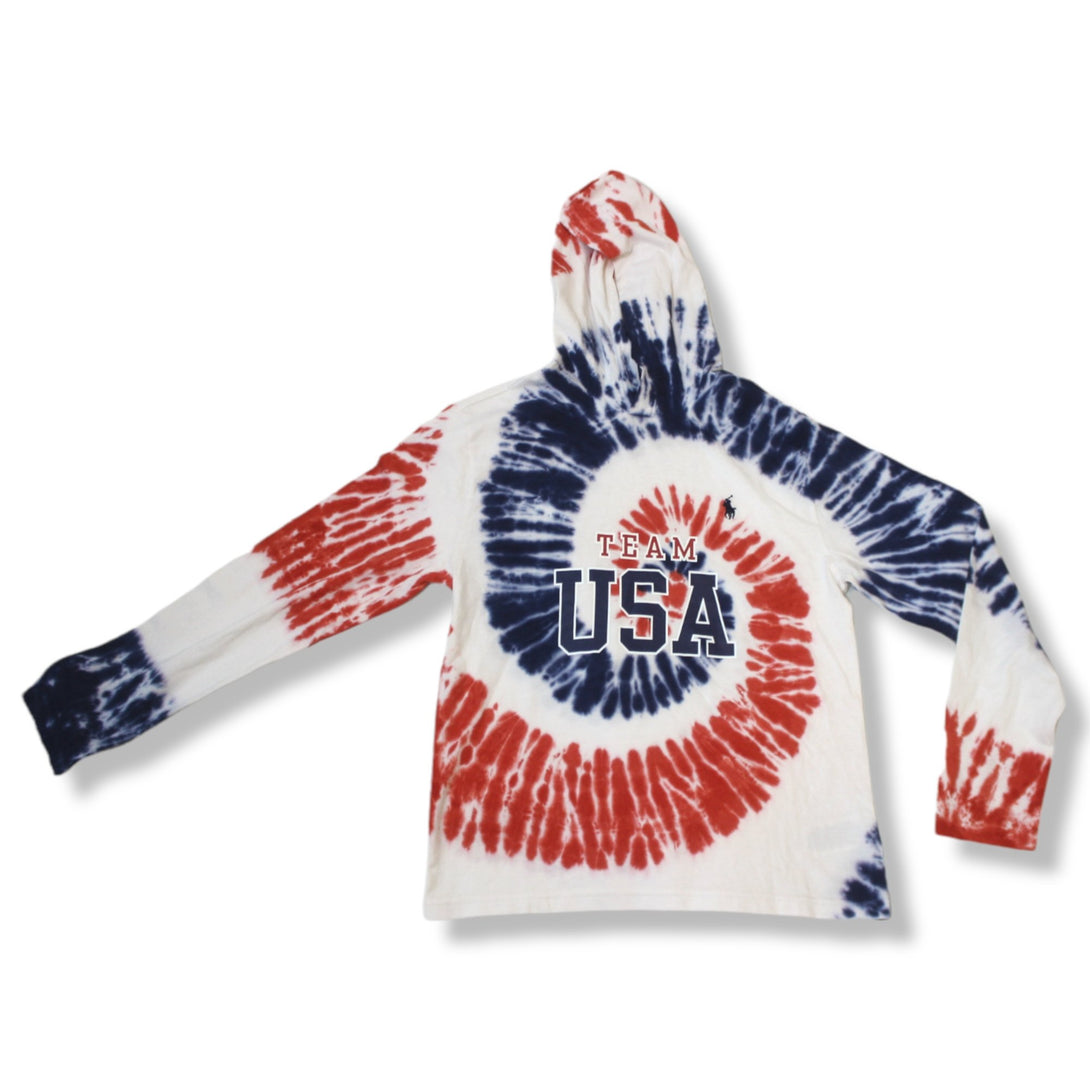 Polo Ralph Red Team USA Summer Olympics Tie-Dye Hoodie - Hatolna Shop