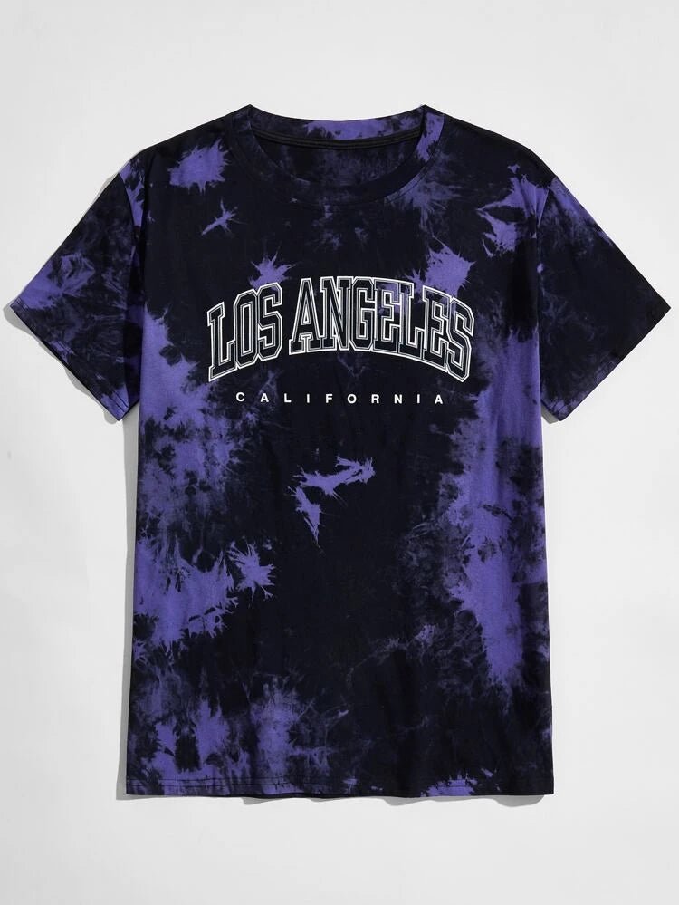 Romwe Guys Letter Tie Dye Tee, L - Hatolna Shop