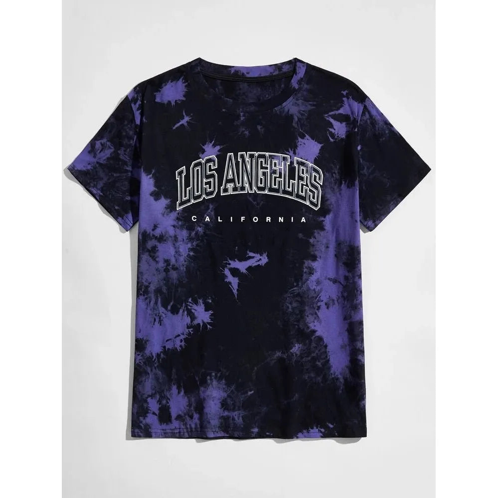 Romwe Guys Letter Tie Dye Tee, L - Hatolna Shop