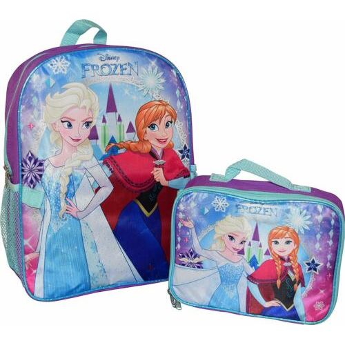 Disney Frozen Elsa Anna Girls School Backpack Lunch Box Book Bag SET Kids Gift +