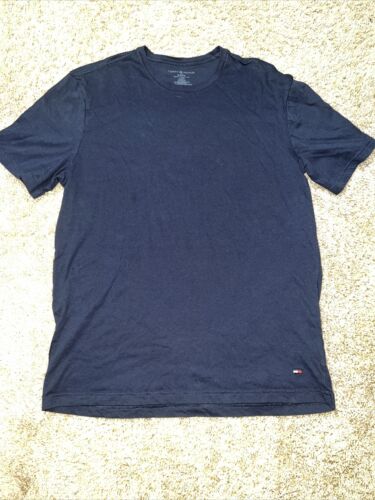 Tommy T-Shirt Men's Large Navy Blue Solid Logo Short Sleeve, L /