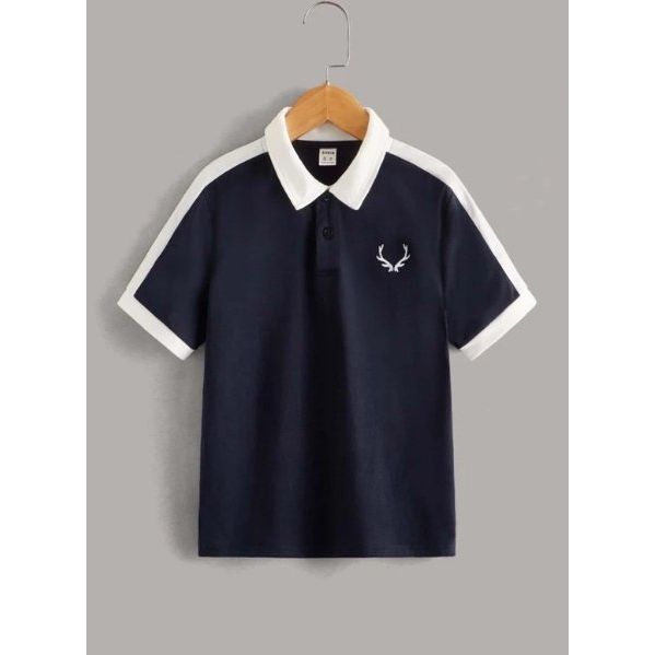 Shein Boys Graphic Contrast Collar Polo Shirt, 9T - Hatolna Shop
