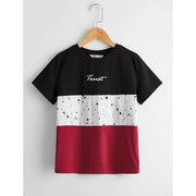 Shein Boys Letter Graphic Colorblock Tee, 7T - Hatolna Shop