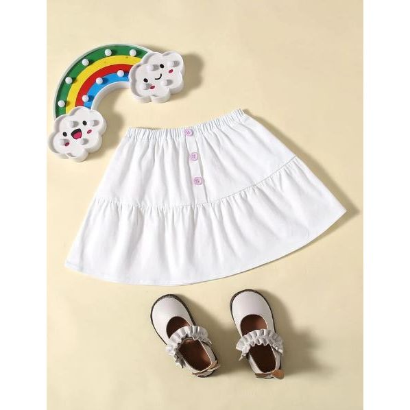 SHEIN Button Front Ruffle Hem Skirt For Kids, 2T - Hatolna Shop