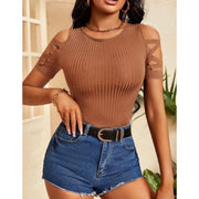 Shein Criss Cross Cold Shoulder Tee, M - Hatolna Shop