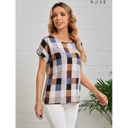Shein (EMERY ROSE) Plaid Batwing Sleeve Blouse, S - Hatolna Shop