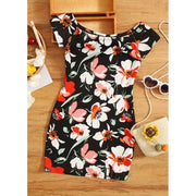 Shein Girls Floral Print Raglan Sleeve Dress, S - Hatolna Shop