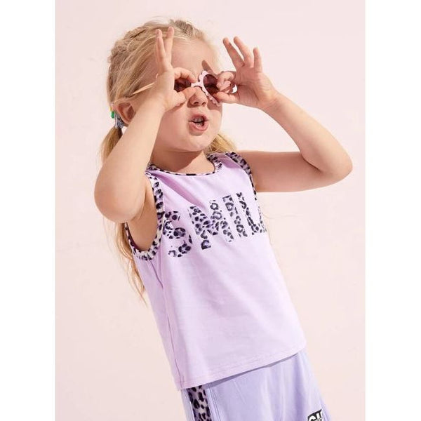 SHEIN Leopard Letter Print Ringer Tank Top For Kids, 2T - Hatolna Shop