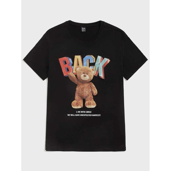 Shein Men Cartoon & Slogan Graphic Tee, 7T - Hatolna Shop