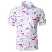 Shein Men Flamingo & Palm Tree Print Polo Shirt, XXL - Hatolna Shop