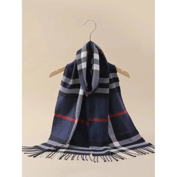 Shein Scarf For Men Fringe Hem Color Block - Hatolna Shop
