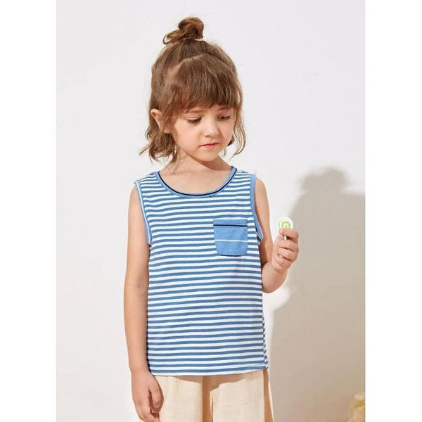 SHEIN Striped Pocket Detail Tank Top For Kids, 2T - Hatolna Shop