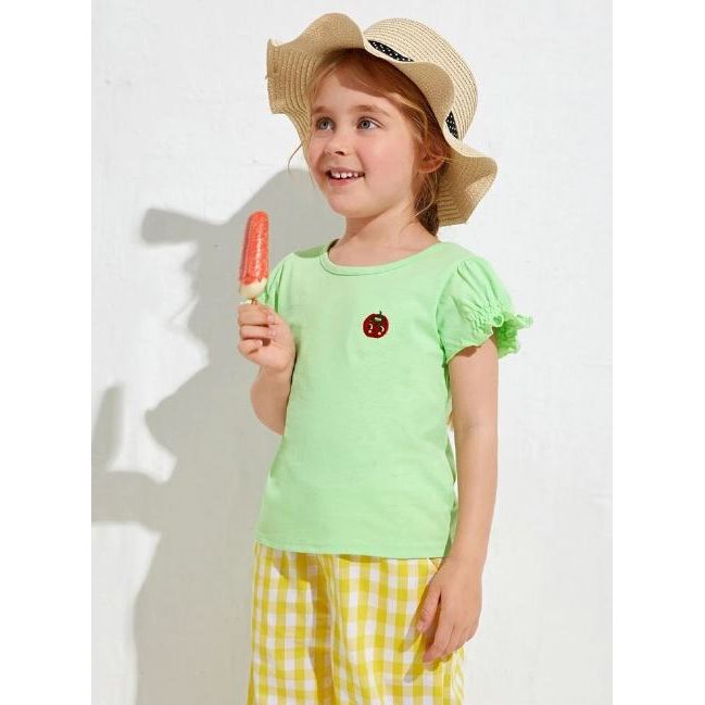 SHEIN Tomato Embroidery Tee For Kids, 2T - Hatolna Shop