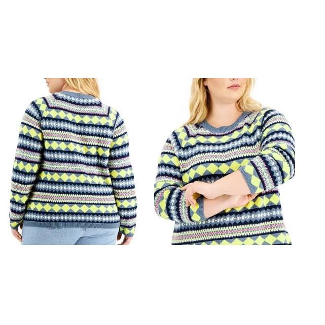 Style & Co Argyle Crewneck Sweater For Women, L - Hatolna Shop