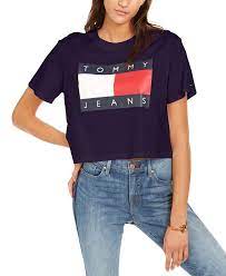 Tommy Jeans Cotton Flag Logo Cropped T-Shirt For Women, S - Hatolna Shop