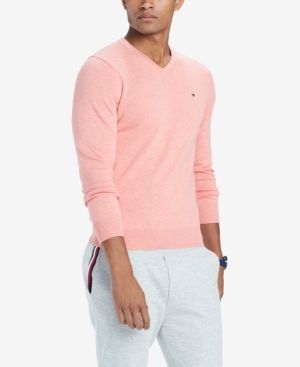 Tommy Men's Signature Solid V-neck Sweater, XL - Hatolna Shop