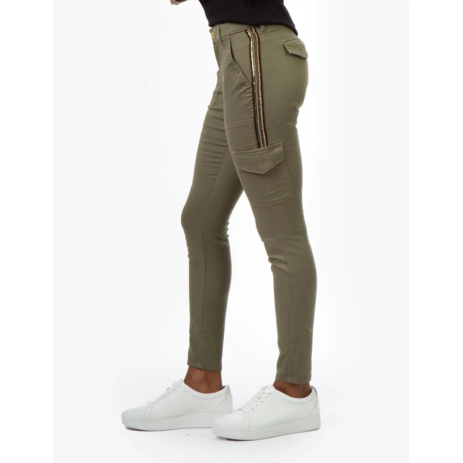 U.S. Polo Mid Rise Bling Cargo Jeggings for Kids, 12T - Hatolna Shop