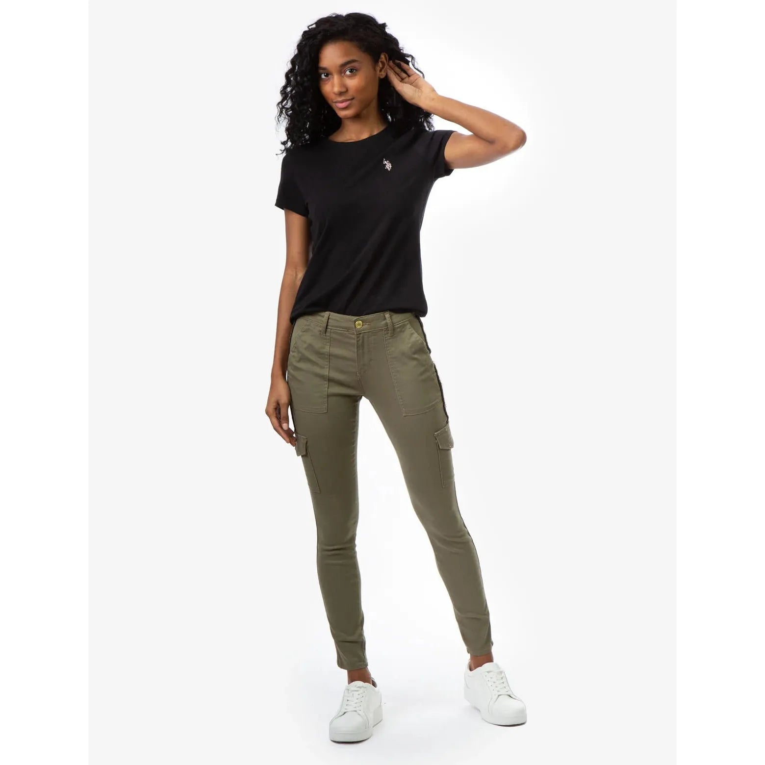 U.S. Polo Mid Rise Bling Cargo Jeggings for Kids, 12T - Hatolna Shop